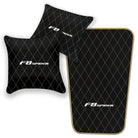 Black Leather Floor Mats for Ferrari F8 Spider (2019-2023) with Single Diamond Pattern | Full Set Option