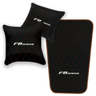 Black Leather Floor Mats for Ferrari F8 Spider (2019-2023) with Single Diamond Pattern | Full Set Option