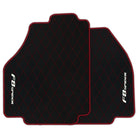 Black Leather Floor Mats for Ferrari F8 Spider (2019-2023) with Single Diamond Pattern | Full Set Option
