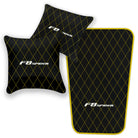 Black Leather Floor Mats for Ferrari F8 Spider (2019-2023) with Single Diamond Pattern | Full Set Option