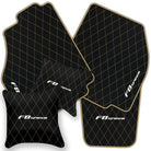 Black Leather Floor Mats for Ferrari F8 Spider (2019-2023) with Single Diamond Pattern | Full Set Option