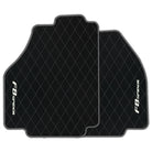 Black Leather Floor Mats for Ferrari F8 Spider (2019-2023) with Single Diamond Pattern | Full Set Option
