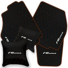 Black Leather Floor Mats for Ferrari F8 Spider (2019-2023) with Single Diamond Pattern | Full Set Option