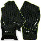 Black Leather Floor Mats for Ferrari F8 Spider (2019-2023) with Single Diamond Pattern | Full Set Option