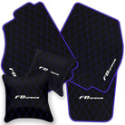 Black Leather Floor Mats for Ferrari F8 Spider (2019-2023) with Single Diamond Pattern | Full Set Option