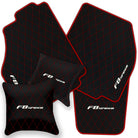 Black Leather Floor Mats for Ferrari F8 Spider (2019-2023) with Single Diamond Pattern | Full Set Option