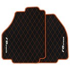 Black Leather Floor Mats for Ferrari F8 Spider (2019-2023) with Single Diamond Pattern | Full Set Option