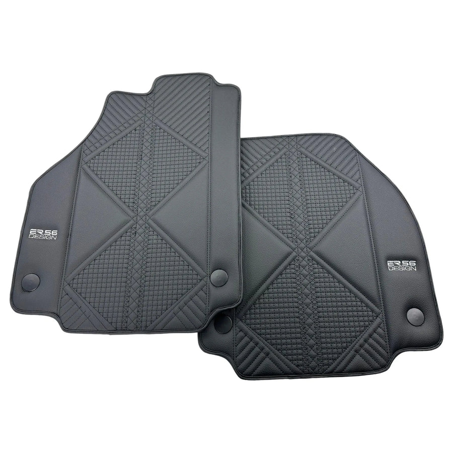 Black Leather Floor Mats For Ferrari F8 Tributo 2019-2022 ER56 Design - AutoWin