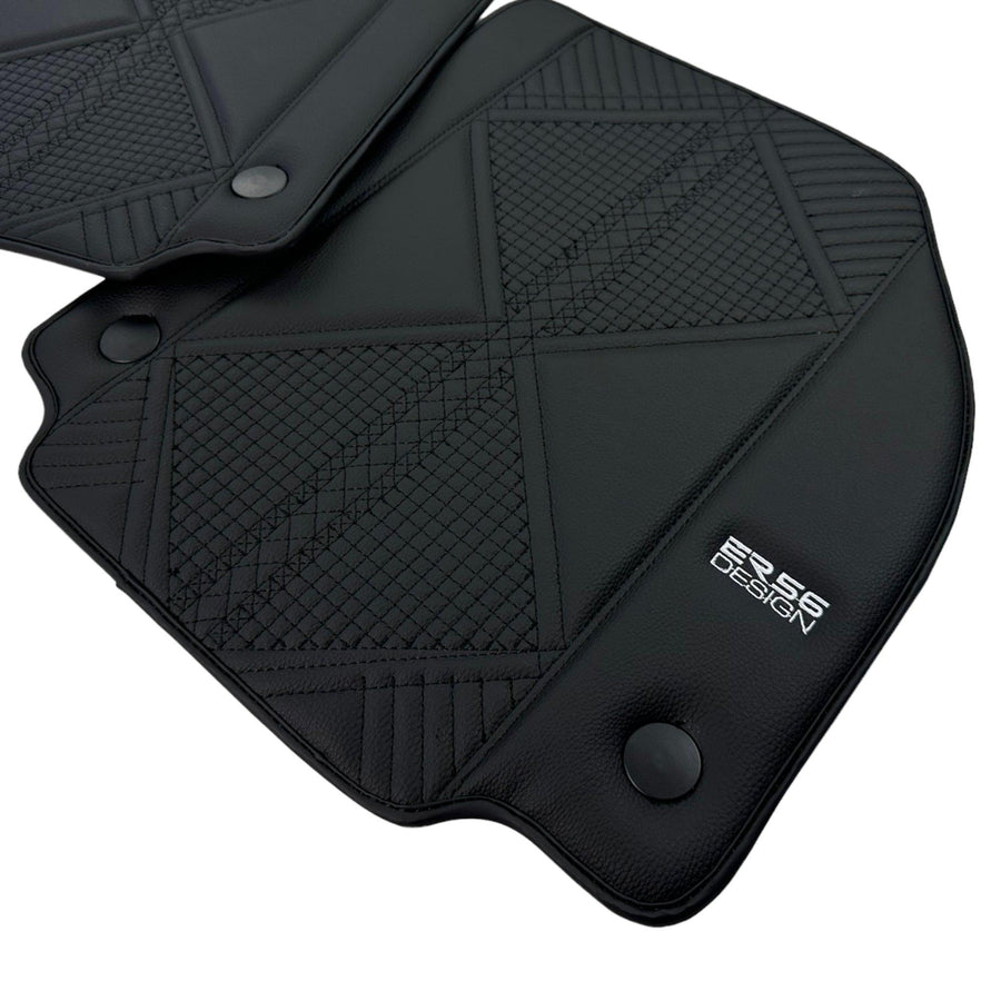 Black Leather Floor Mats For Ferrari F8 Tributo 2019-2022 ER56 Design - AutoWin