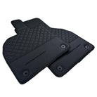 Black Leather Floor Mats for Lamborghini Aventador | Black Stitching - AutoWin