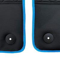 Black Leather Floor Mats For Lamborghini Aventador with Blue Trim - AutoWin