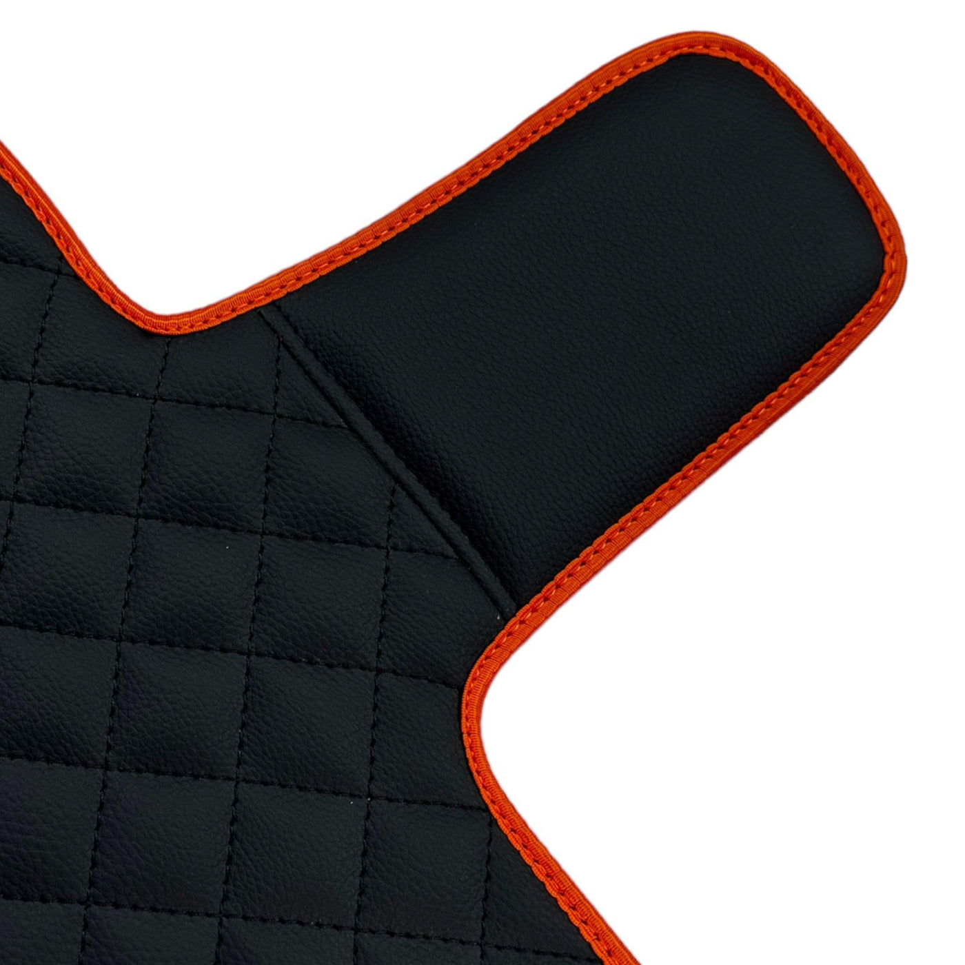 Black Leather Floor Mats For Lamborghini Aventador with Orange Trim - AutoWin