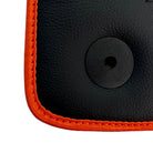 Black Leather Floor Mats For Lamborghini Aventador with Orange Trim - AutoWin