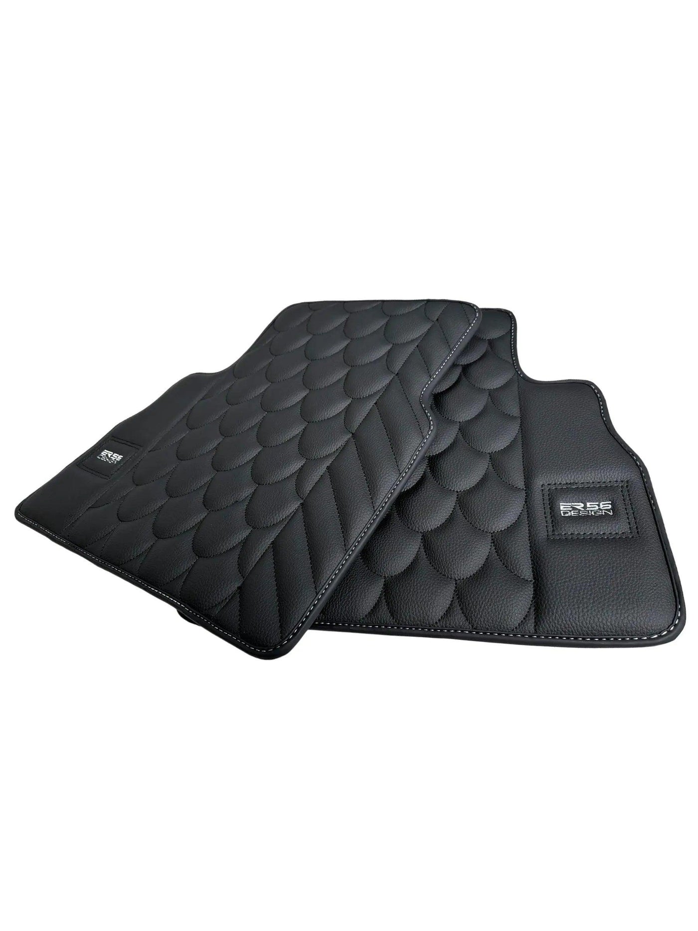 Black Leather Floor Mats For Mercedes-Benz G Class W461 (1979-2008) ER56 Design - AutoWin