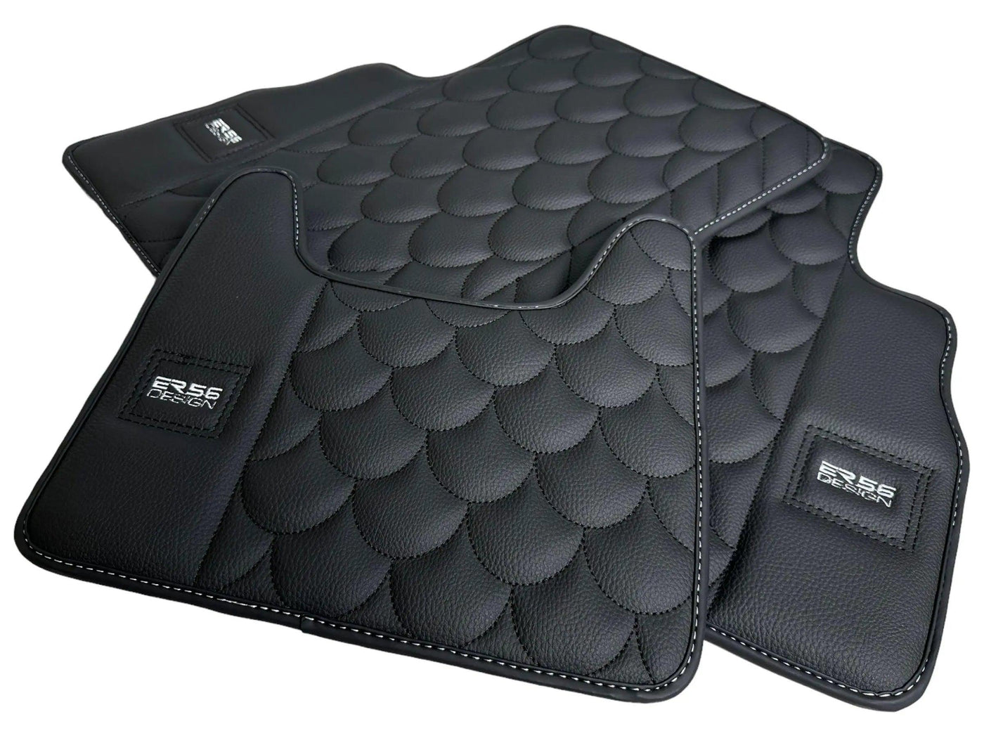 Black Leather Floor Mats For Mercedes-Benz G Class W463 (2008-2018) ER56 Design - AutoWin