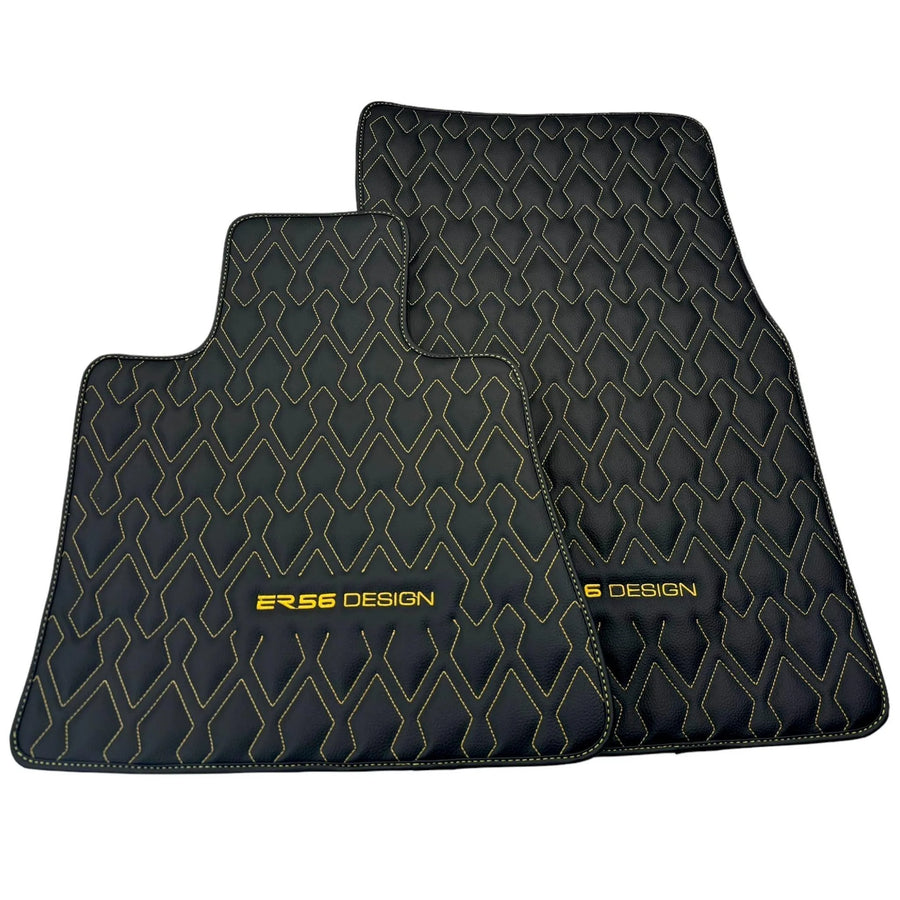 Black Leather Floor Mats for Rolls-Royce Phantom VIII (2017-2024) ER56 Design - AutoWin