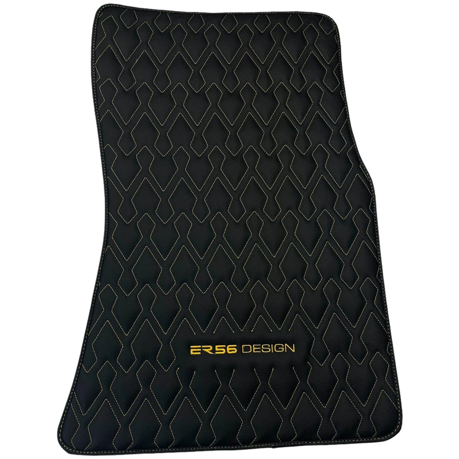 Black Leather Floor Mats for Rolls-Royce Phantom VIII (2017-2024) ER56 Design - AutoWin