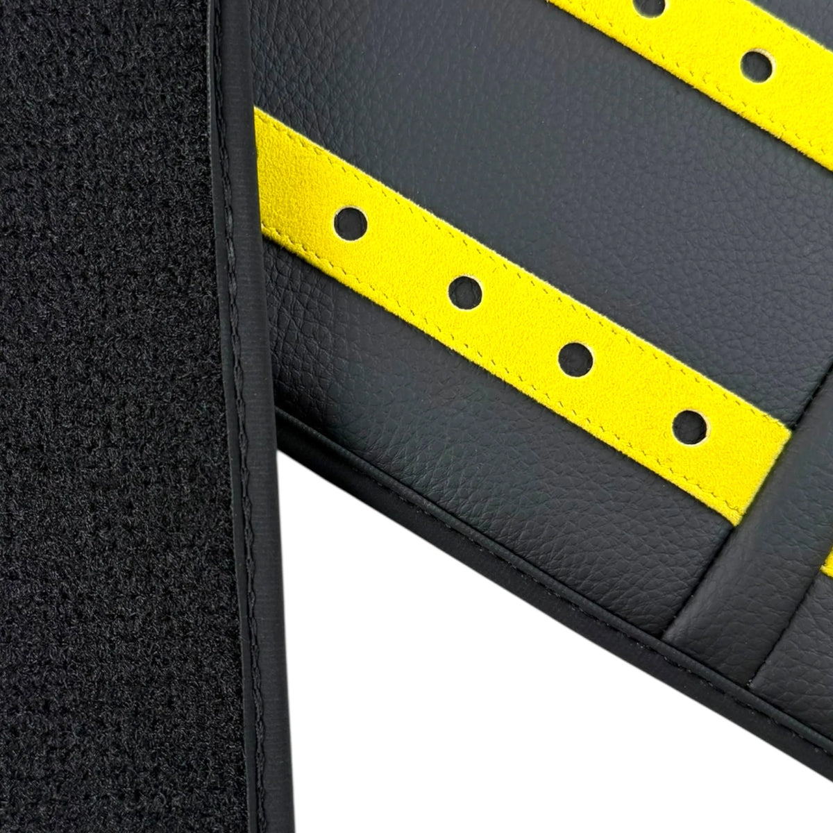 Black Leather Floor Mats with Yellow Daytona Design for Ferrari SF90 Stradale (2019-2024)