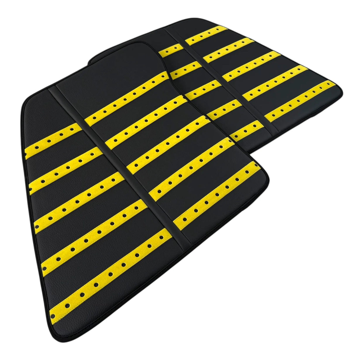 Black Leather Floor Mats with Yellow Daytona Design for Ferrari SF90 Stradale (2019-2024)