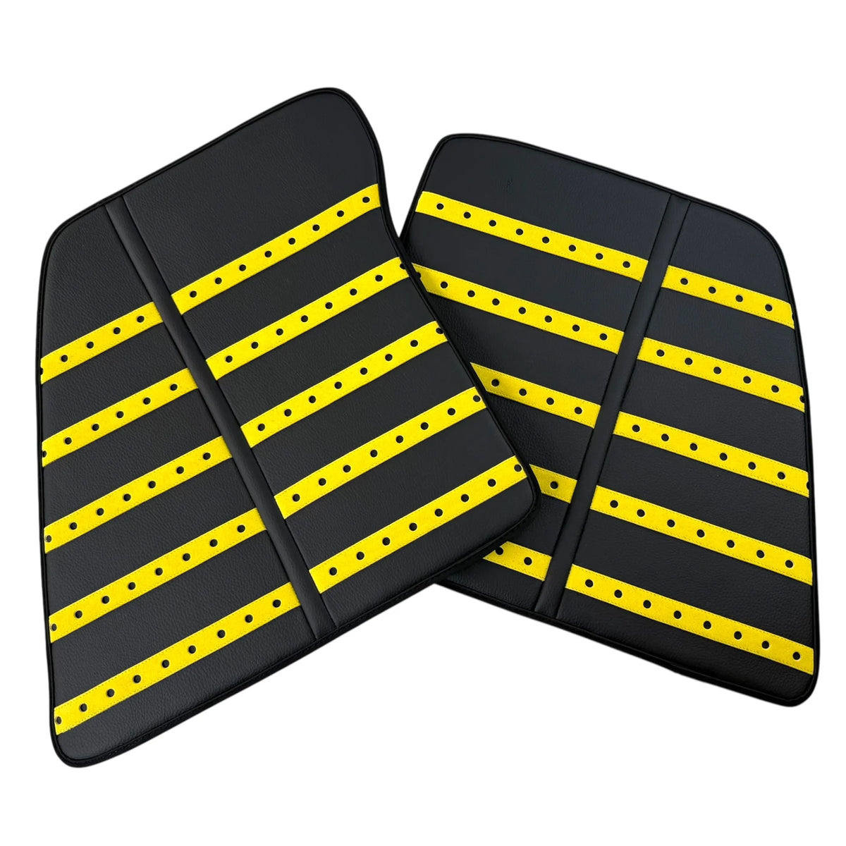 Black Leather Floor Mats with Yellow Daytona Design for Ferrari SF90 Stradale (2019-2024)