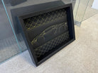 Black Leather Lamborghini Aventador Inspired Wall Art: Embroidered Yellow Stitch - AutoWin