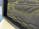 Black Leather Lamborghini Urus Inspired Wall Art: Embroidered Yellow Stitch - AutoWin