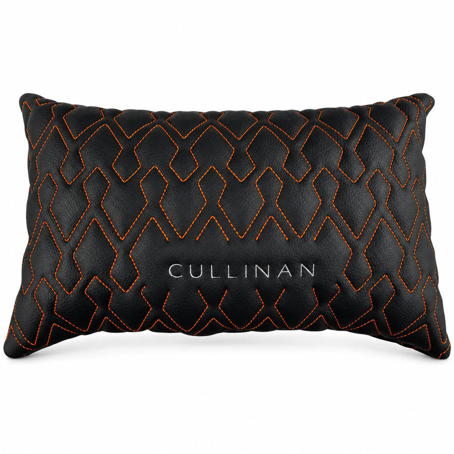 Black Leather Pillows Set of 2 for Rolls-Royce Cullinan | Orange Sewing