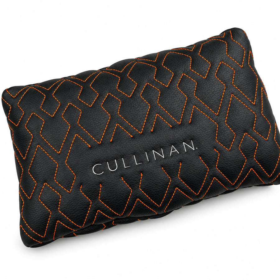 Black Leather Pillows Set of 2 for Rolls-Royce Cullinan | Orange Sewing