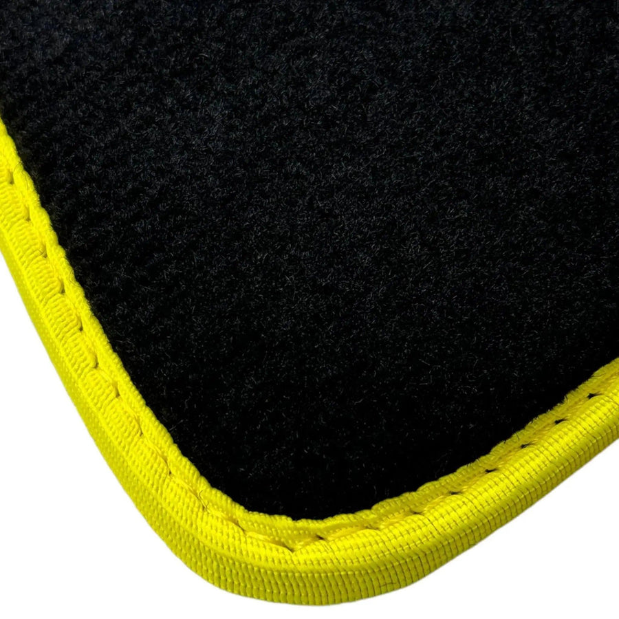 Black Mats For BMW 3 Series E30 4-doors Sedan | Fighter Jet Edition | Yellow Trim - AutoWin