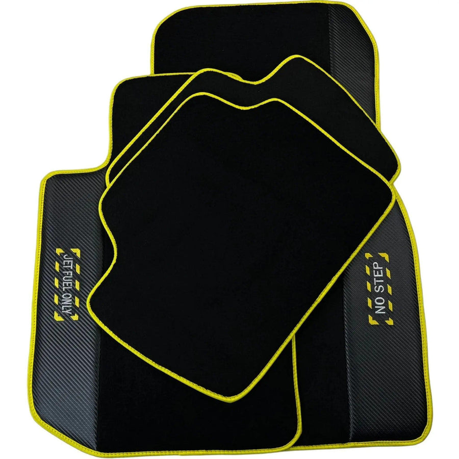 Black Mats For BMW X3 - E83 SUV | Fighter Jet Edition | Yellow Trim - AutoWin