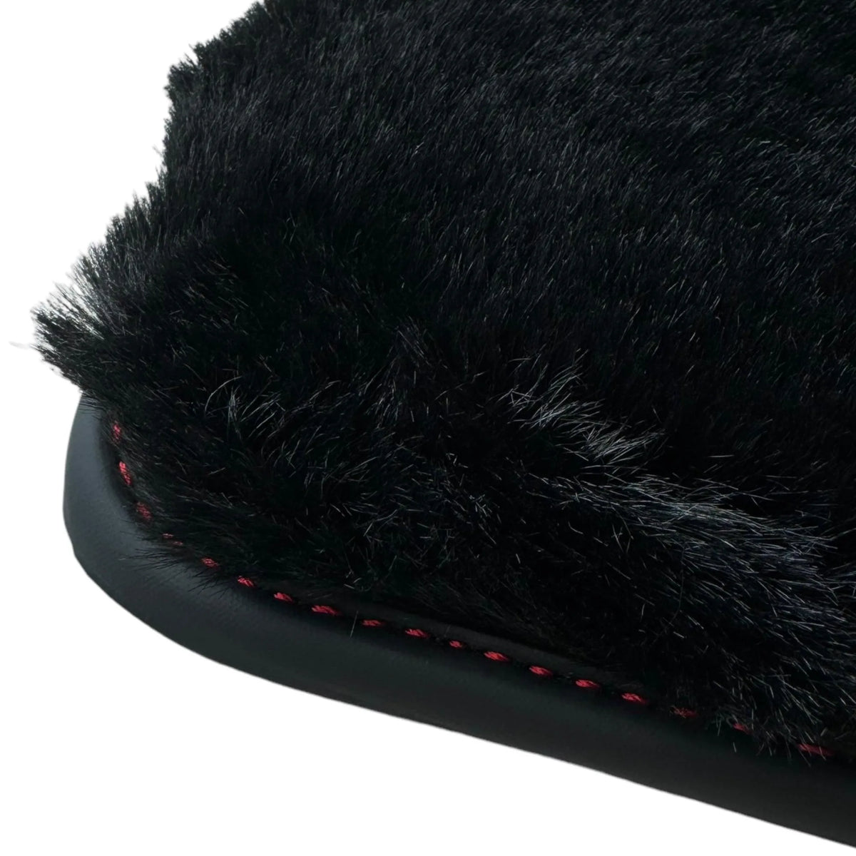 Black Sheepskin Floor Mats for Ferrari Portofino M (2018-2023) with Leather