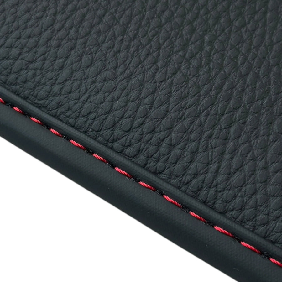 Black Sheepskin Floor Mats for Ferrari Portofino M (2018-2023) with Leather