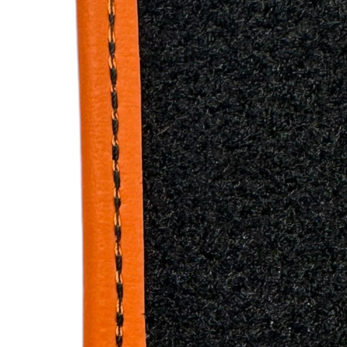 Black Sheepskin Floor Mats for Rolls-Royce Phantom VIII (2017-2024) Orange Leather Trim - AutoWin