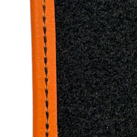 Black Sheepskin Floor Mats for Rolls-Royce Phantom VIII (2017-2024) Orange Leather Trim - AutoWin