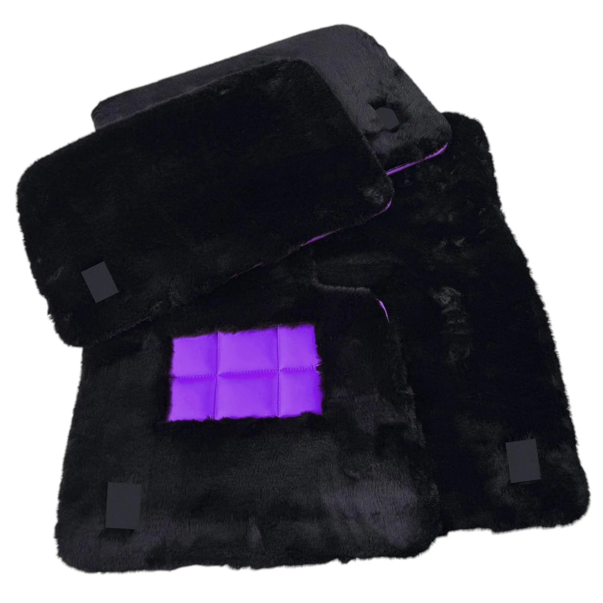 Black Sheepskin Floor Mats for Rolls Royce Shadow (1965-1977) Various Leather Colors