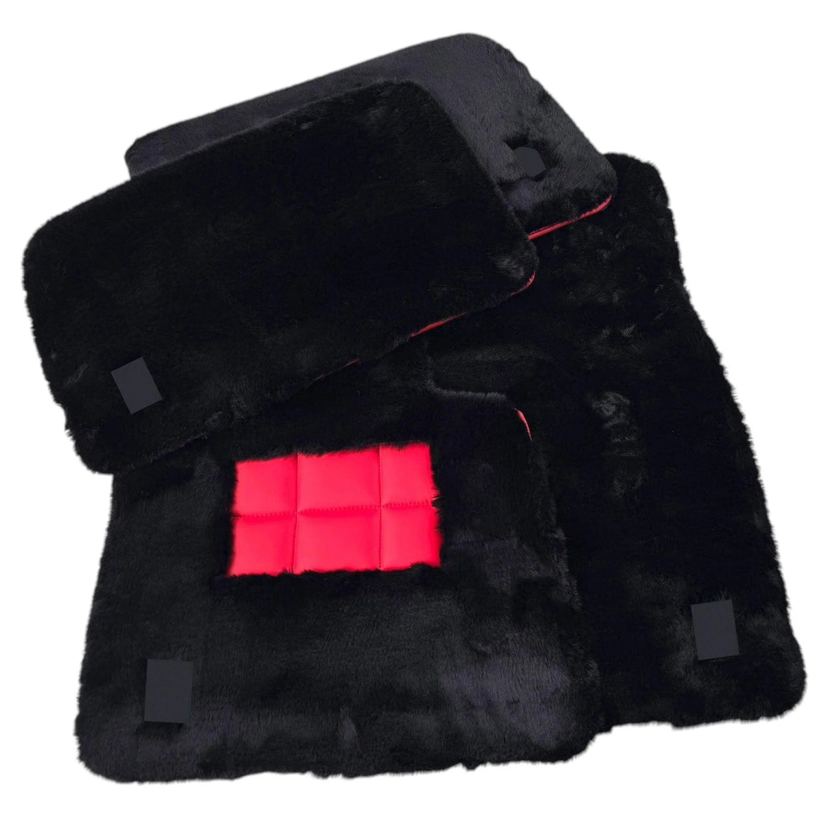 Black Sheepskin Floor Mats for Rolls Royce Shadow (1965-1977) Various Leather Colors