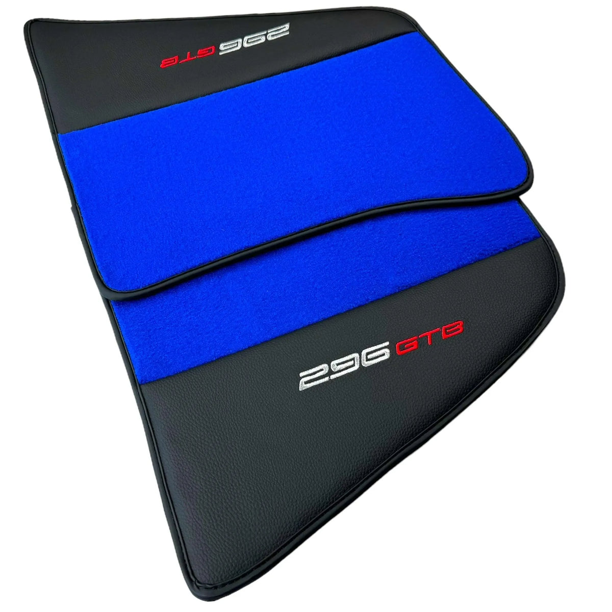 Blue Floor Mats for Ferrari 296 GTB (2022-2027) with Leather - AutoWin