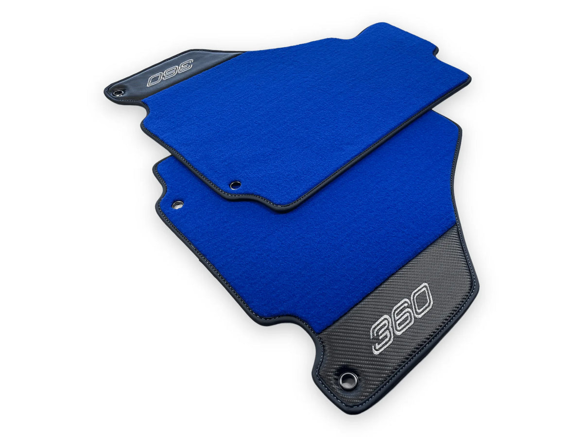 Blue Floor Mats For Ferrari 360 Modena 1999-2005 With Carbon Fiber Leather - AutoWin