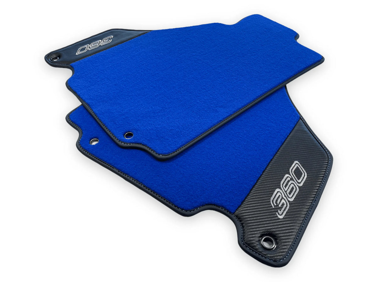 Blue Floor Mats For Ferrari 360 Modena 1999-2005 With Carbon Fiber Leather - AutoWin