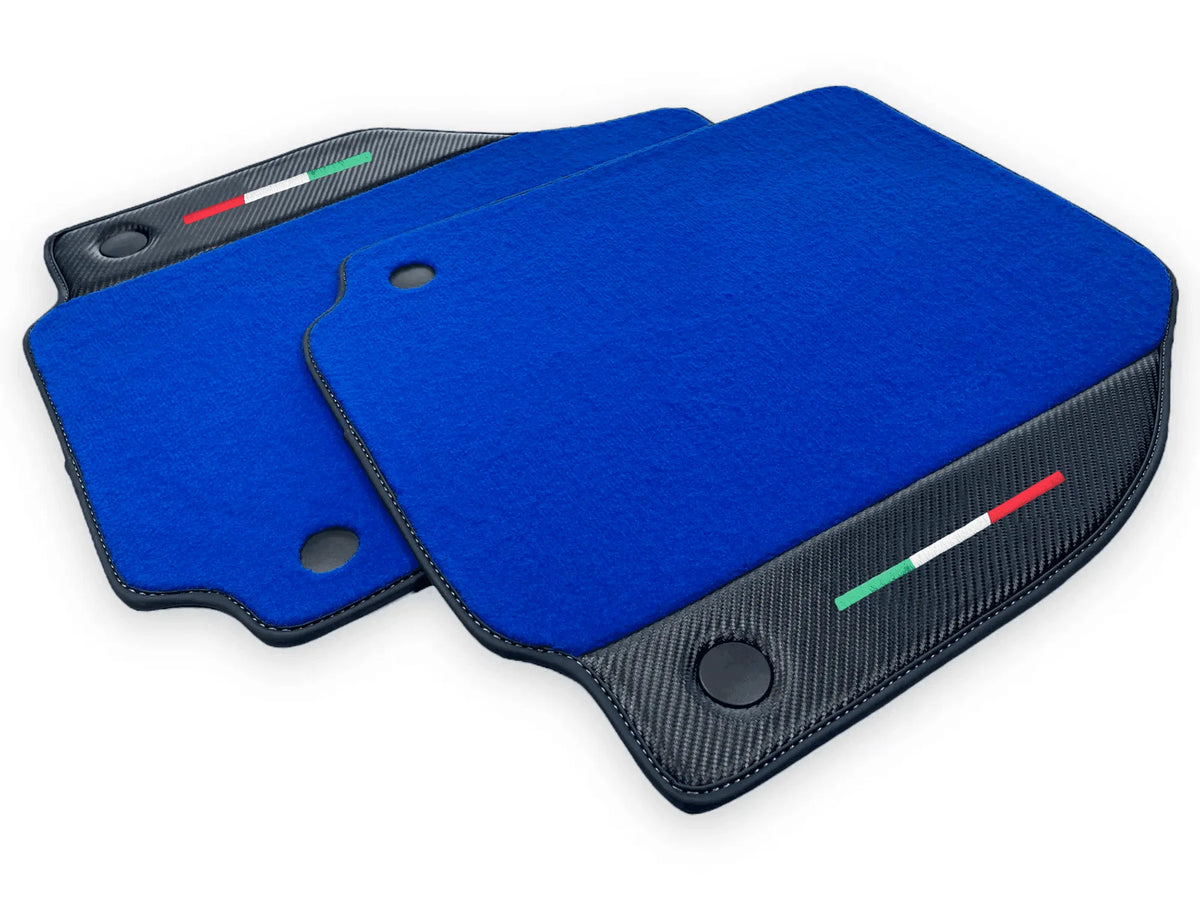 Blue Floor Mats For Ferrari 458 Italia 2009-2015 Carbon Fiber Leather