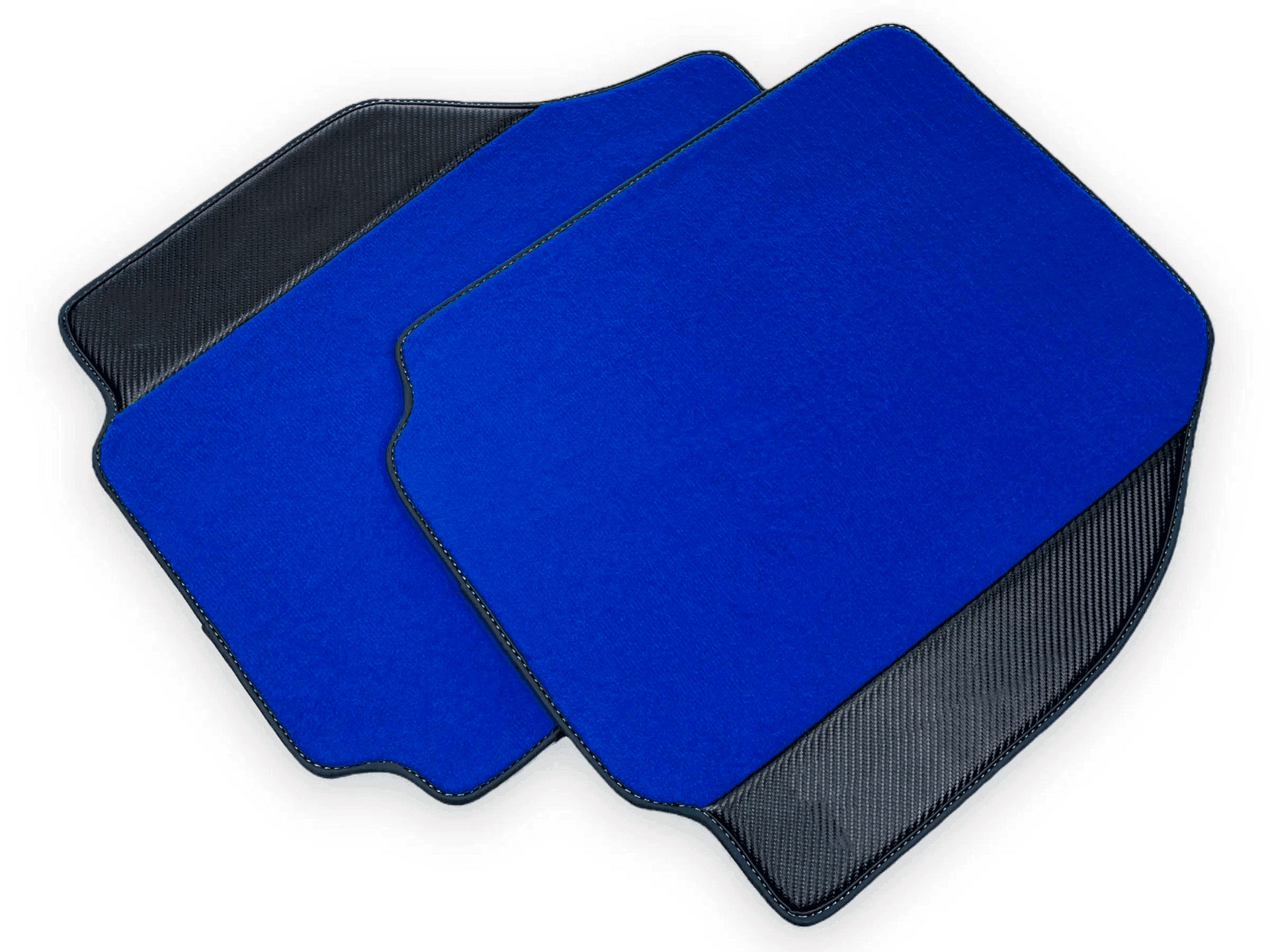 Blue Floor Mats For Ferrari 488 Pista Spider 2019-2021 With Carbon Fiber Leather