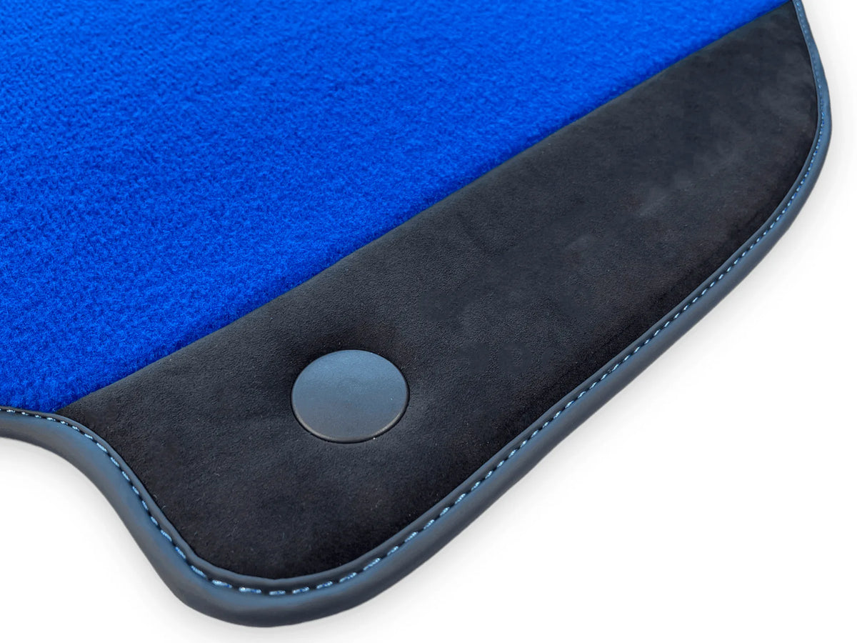 Blue Floor Mats For Ferrari 488 GTB 2016-2022 Carpets With Alcantara Leather - AutoWin