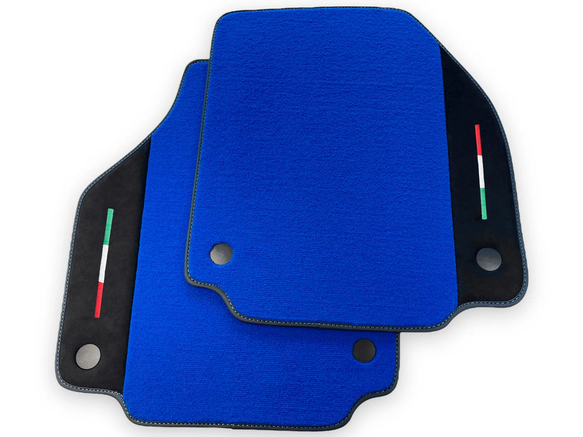 Blue Floor Mats For Ferrari 488 GTB 2016-2022 Carpets With Alcantara Leather - AutoWin