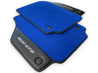 Blue Floor Mats For Ferrari 488 Gtb 2016-2022 Carpets With Carbon Fiber Leather - AutoWin