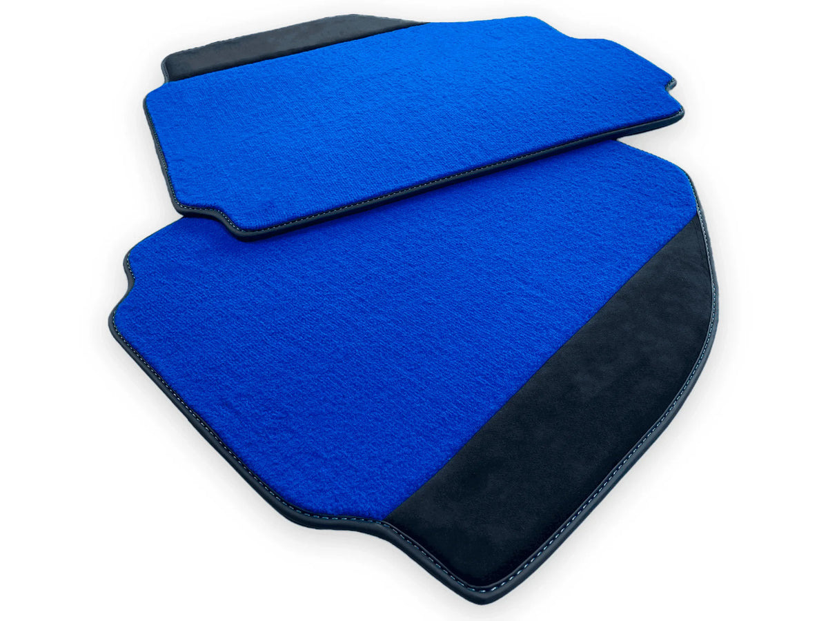 Blue Floor Mats For Ferrari 488 Pista Spider 2019-2021 With Alcantara Leather