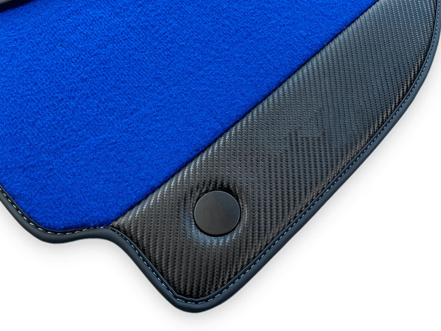 Blue Floor Mats For Ferrari 488 Spider 2015-2022 Carbon Leather - AutoWin