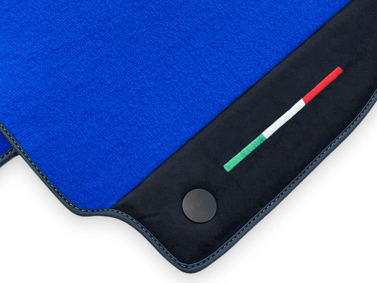 Blue Floor Mats For Ferrari 488 Spider 2015-2022 With Alcantara Leather - AutoWin