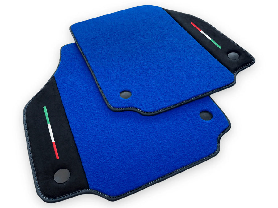 Blue Floor Mats For Ferrari 488 Spider 2015-2022 With Alcantara Leather - AutoWin