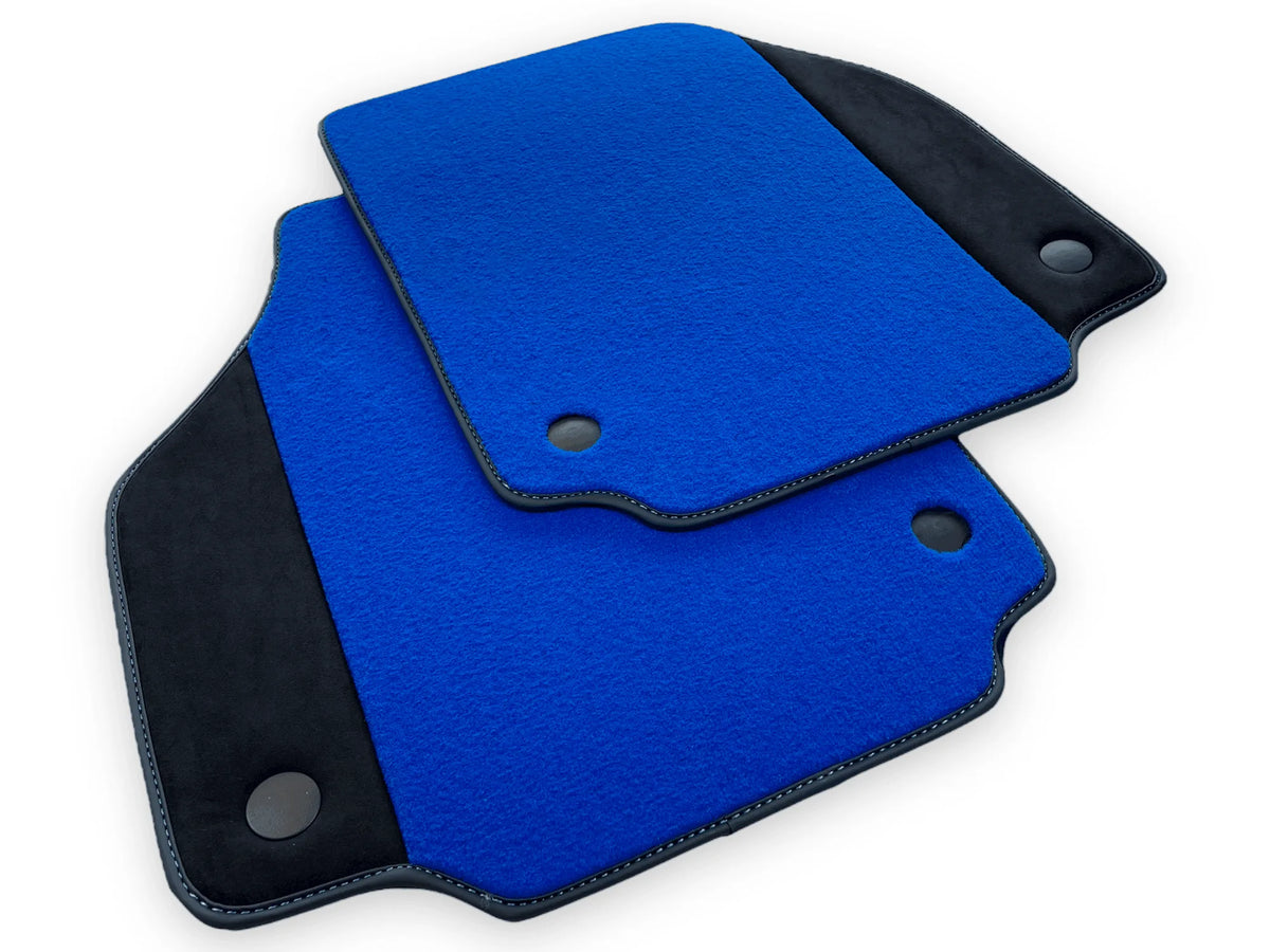 Blue Floor Mats For Ferrari 488 Spider 2015-2022 With Alcantara Leather - AutoWin