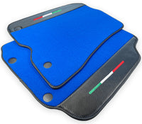 Blue Floor Mats For Ferrari 812 GTS (2019-2023) With Carbon Fiber Leather